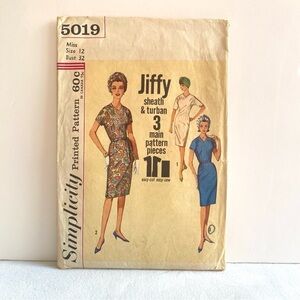Vintage Simplicity 5019 Sheath Dress Sewing Pattern Bust 32